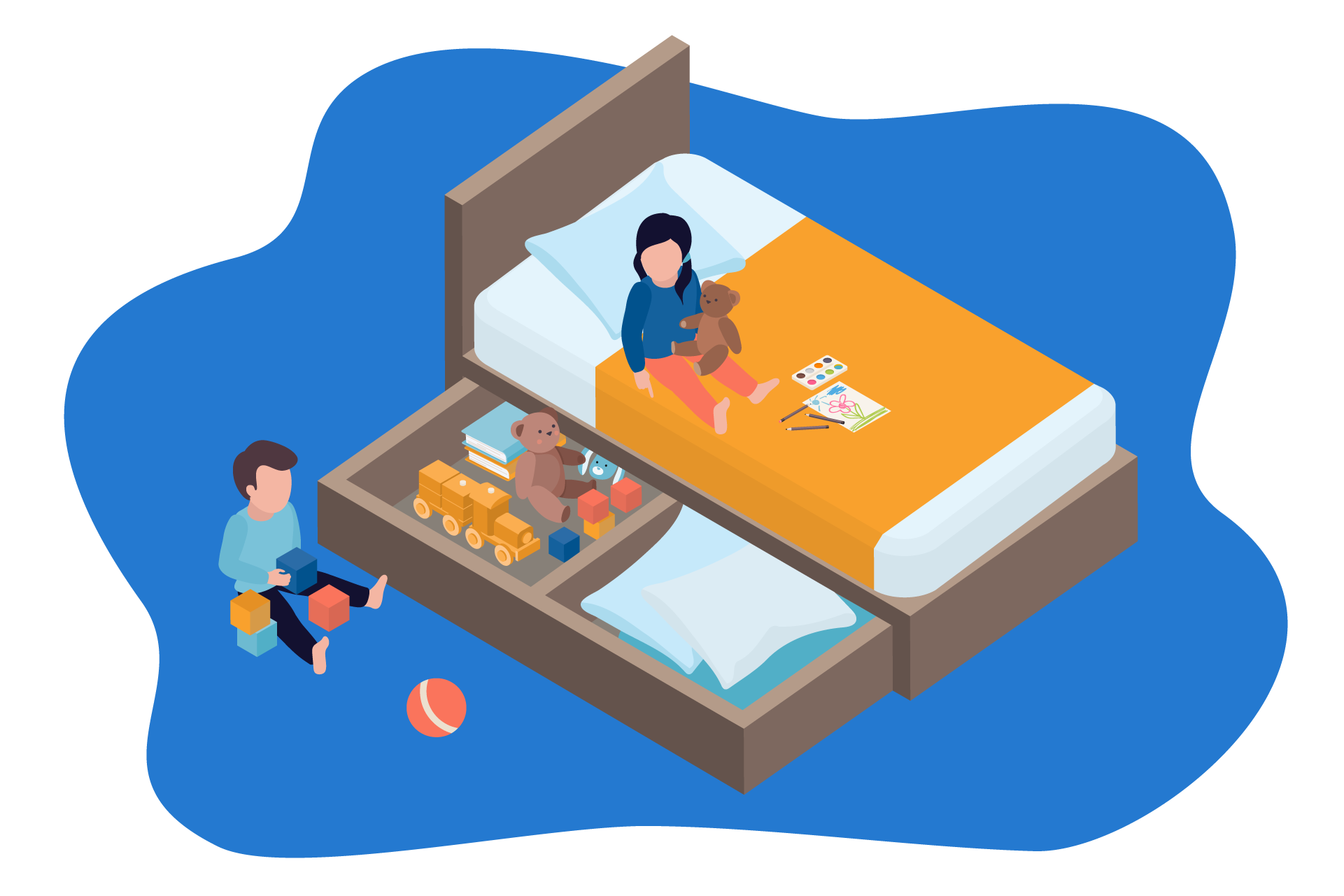 cama com arrumação para crianças